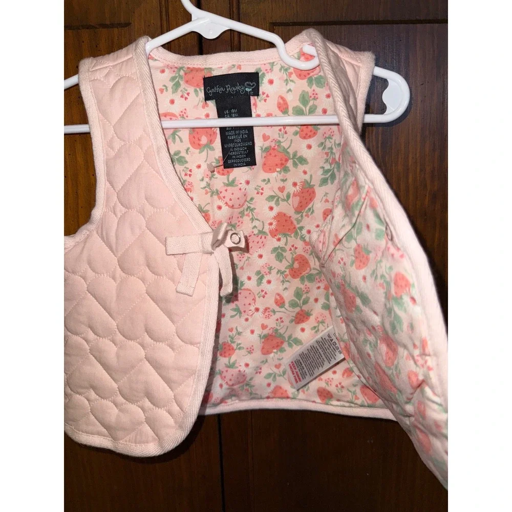 Cynthia Rowley Toddler Girls Pink Quilted Heart Vest Strawberry Lining 18M